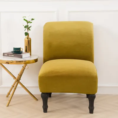 Obrázek produktu pro Bezruká židle Slipcover Stretch Velvet Elastan židle kryty židle bez židle kryty nábytku chrániče odnímatelné omyvatelné pro domácí hotel obývací pokoj (žlutá)