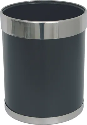 Produktbild von Papierkorb schwarz mit Edelstahlbodenring