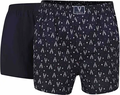 Produktbild von TOM TAILOR Herren Web-Boxershorts -  X-MAS, 2er Pack, Pure Baumwolle Blau XL