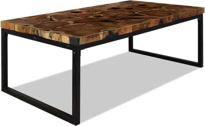 Immagine prodotto di Tavolino da Salotto in Legno di Teak e Resina 110x60x40 cm