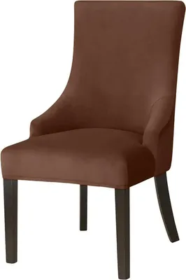 Produktbild von MEBLE ODNOWA Stuhlhusse TOSCANA Velours Braun – elastischer Stuhlbezug mit Flügelrücken, Stretch Stuhlüberzug, Möbelbezug für Esszimmerstuhl