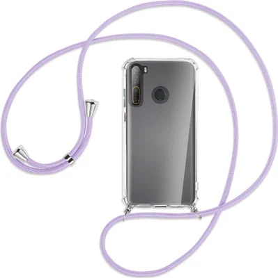 Produktbild von Handykette Backcover-Schutzhülle mit Band (Metall silberfarben) für HTC Desire 20 Pro - violett