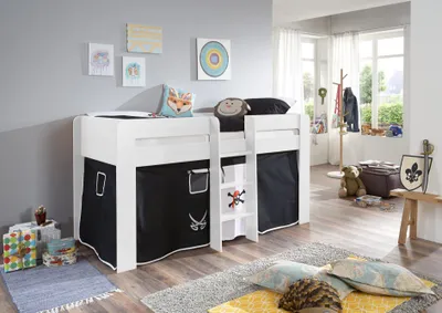 Produktbild von Relita Halbhochbett ANDI Liegefläche 90 x 20 cm Nachbildung natur inkl. Vorhang; BH1684117+TX5002029