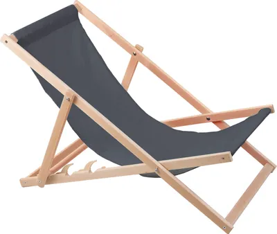 Produktbild von Woodok Liege aus Buchenholz, grau, ideal für Strand, Balkon, Terrasse