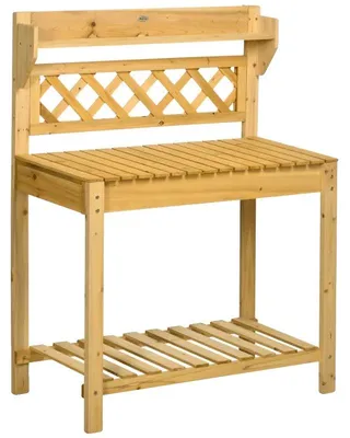 Obrázek produktu pro Zahradní stůl, délka 92 cm, šířka 45 cm, výška 120 cm, nosnost 30 kg, 2 police