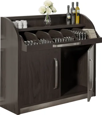 Produktbild von LEA | Besteckschrank | B110cm x H105 | Wenge-Schwarz | 2xTür | Soft-Close | Holz Kellnerstation Schrank Kommode Servier Gastro