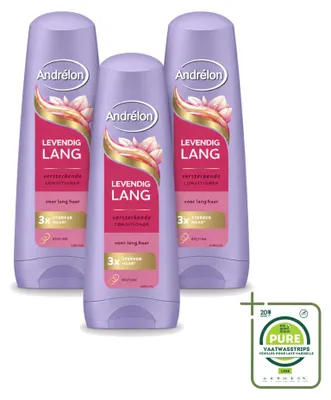 Imagen del producto de 3 acondicionadores Andrélon Levendig Lang - 200 ml cada uno - Paquete grande - 3 unidades