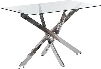Produktbild von BELIANI Esstisch Transparent Sicherheitsglas und Eisen 120 x 70 cm mit Silbernem Metallgestell Rechteckig Modern Glamour Esszimmer Ausstattung Möbel