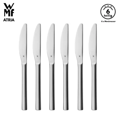 Produktbild von WMF Atria Menümesser , 6-teilig, Cromargan® Edelstahl, geschmiedete Klinge, spülmaschinenfest, Tafelmesser, Messerset, Messer, Besteck set