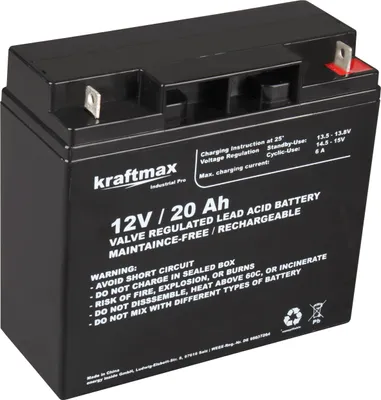 Produktbild von Kraftmax Industrial Pro Bleiakku [ 12V / 20Ah ] AGM Hochleistungs- Blei Akku der Neusten Generation