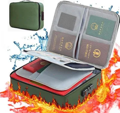 Imagen del producto de Caja fuerte para dinero, con revestimiento de silicona resistente – Ignífuga e impermeable – Caja para dinero con seguridad – Color verde