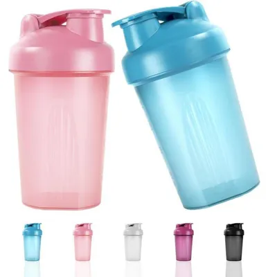 Obrázok produktu pre Proteínový šejker 500 ml s odmerkou, bez BPA, s ochranou proti úniku, modrej a ružovej farby