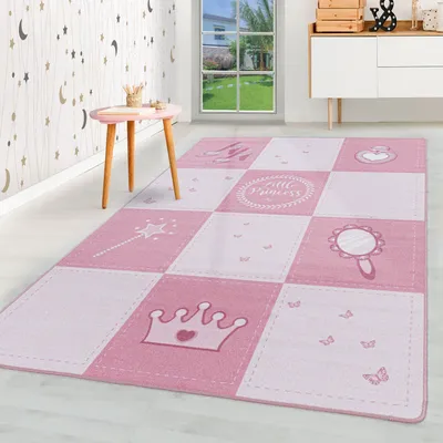 Produktbild von Homebyhome Kinderteppich Little Prinzessin Design Mädchen Teppich, Spielteppich Kinderzimmer Teppich, Robust und Pflegeleicht, Grösse: 100x150 cm