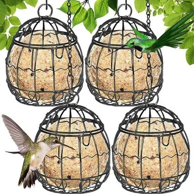 Image de Mangeoire à oiseaux en métal, 7 cm, noire, à suspendre