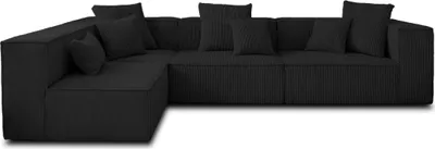 Image de Lisa Design Colombine - canapé modulable d'angle gauche - 6 places - en velours côtelé , Noir