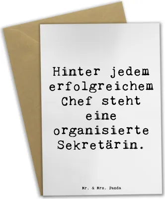 Produktbild von Mr. & Mrs. Panda Klappkarte Spruch Sekretärin Erfolg - Weiß - Geschenk, osterkarte, Grußkarten, Organisation, weihnachtskarten, Chefetage, erfolgreicher Chef, Teamarbeit
