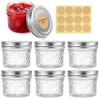 Produktbild von 6 Stück Marmeladengläser 100ml Mason Jar, Einmachgläser mit Schraubdeckel, Schraubgläser mit Deckel, Kleine Vorratsgläser Mini Gläser für Gelee, Overnight Oats, Jogurt, Müsli, Gewürze, Bonbon