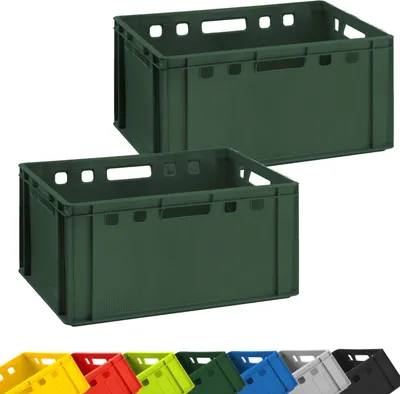 Produktbild von Fleischerkiste 2x Metzgerkiste 60x40x30cm Lagerkiste E3 hoch | Extrem robuste Stapelkiste | Fleischkiste Eurobox lebensmittelecht, stapelbar