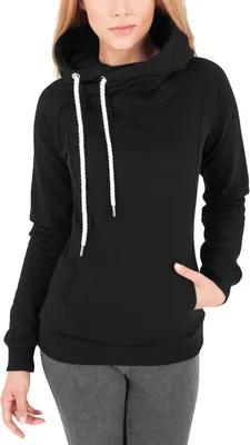 Produktbild von Urban Classics Ladies - RAGLAN HIGH NECK Hoody schwarz - M