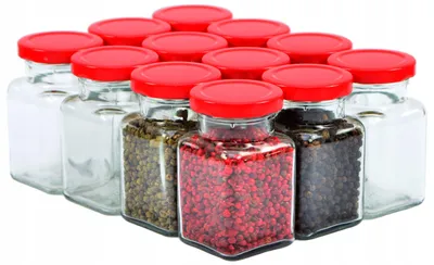 Produktbild von Pojemnikowo Glas-Vorratsgläser 150 ml Rot 12 Stück