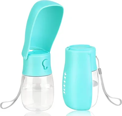Imagen del producto de Botella para mascotas, de 300 ml, plegable, con filtro de carbón activado, ideal para llevar de viaje
