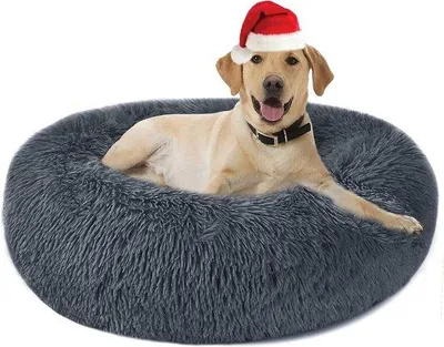 Produktbild von Flauschiges, rundes Hundebett – Waschbares Hundekissen für kleine, mittelgroße und große Hunde und Katzen
