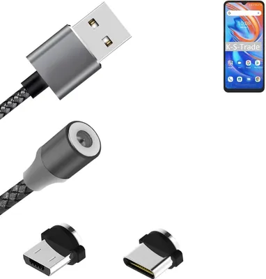 Produktbild von K-S-Trade Hochwertiges Magnet-Lade-kabel Sync-Kabel Daten-Kabel für UMIDIGI A13S mit USB-Typ-C-Anschluss und Micro-USB-Anschluss 2A bis zu 480mbps