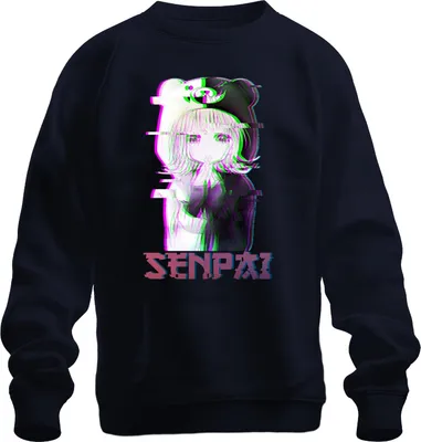 Immagine prodotto di SENPAI Anime Kawaii Chibi Glitch Manga Otaku Bär Kapuze Vaporwave Felpa Unisex Pullover, Navy, S