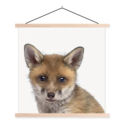 Produktbild von MuchoWow® Textilposter Fuchs - Tiere - Jungtier - Jungen - Mädchen - Kind 40x40 cm mit holzfarbenen Rahmen - Posterleiste