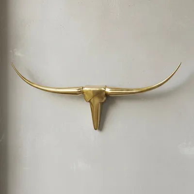 Produktbild von Deko Geweih Bull "L", Aluminium - Exklusive Wanddekoration. Gold, 125x10x60 cm | Kadima Design