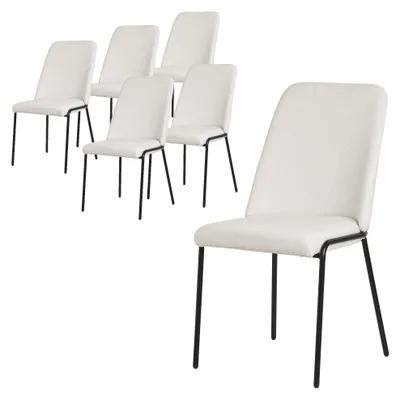 6er-Set Esszimmerstühle, beige, Polyester, Metallbeine, 49x94x62 cm