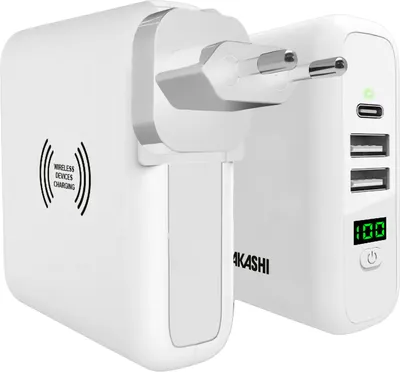 Zdjęcie produktu dla Akashi ALTACUVWIRL3USB, Wewnętrzna, Prąd przemienny, 5 V, Bezprzewodowe ładowanie, Biały