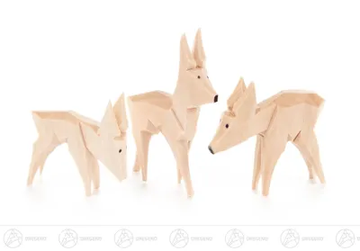 Produktbild von Miniatur Rehe geschnitzt (3)  Höhe ca 4,5 cm NEU