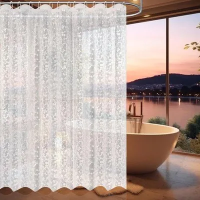 Produktbild von Famanu Duschvorhang 180 x 200 cm - Transparent mit 3D Kieselmuster