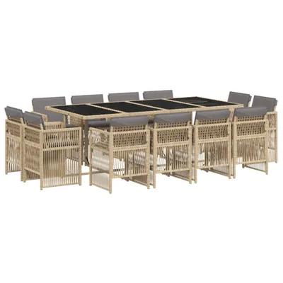 Produktbild von vidaXL 13-tlg. Garten-Essgruppe mit Kissen Beigemischung Poly Rattan