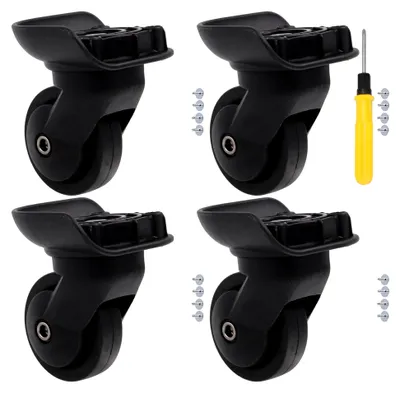 Produktbild von 4 Stück Multifunktions-Gepäckrollen, 115 W, schwarz, rechtes Rad