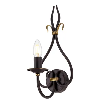 Immagine prodotto di Lampada da parete Elstead Windermere, attacco E14, finitura arrugginita e dorata, prodotta nel Regno Unito