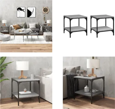 Produktbild von vidaXL Beistelltische 2 Stk. Grau Sonoma 40x40x40 cm Holzwerkstoff - Beistelltisch - Beistelltische - Couchtisch - Tisch