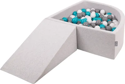 Produktbild von KiddyMoon Spielplatz Aus Schaumstoff Mit 100 Bälle 7cm Hindernisläufen Viertel Eckig Bällebad Mit Zwickel Element Für Babys Und Kinder