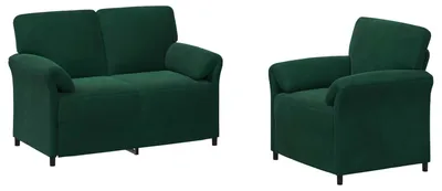 Zdjęcie produktu dla vidaXL Zestaw sof: 2 sztuki, ciemnozielony, aksamit