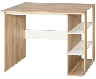 Obrázok produktu pre Stôl – počítačový stôl s policou – bočná polica so 3 priehradkami – drevo – 100x55x74 cm – biela farba