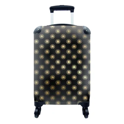 Produktbild von MuchoWow® Koffer Handgepäck Trolley Rollkoffer Kleine Reisekoffer mit 4 Rollen - Muster - Sterne - Gold - Cabin Size < 55x40x23 cm & 55x40x20 cm - Fotokoffer - Kabinenkoffer - Boardgepäck - Reise-Box - Reisekoffer - Reisegepäck - Koffer mit Bild - Trolley für Kinder