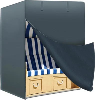 Produktbild von Strandkorb Abdeckung Winterfest und Wasserdicht, Sonnencreme, UV- Beständig Strandkorb Premium Strandkorbhülle,128X105X140/165cm,Grau