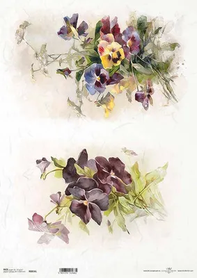 Image de ITD Papier de riz Decoupage Papier de bricolage Technique de la serviette, A3 R0816L Pensées, Violettes