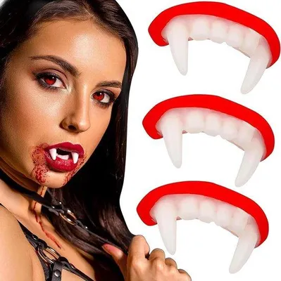 Immagine prodotto di Denti da vampiro - Set di zanne - Confezione da 3 - Accessori per costumi da ballo in maschera