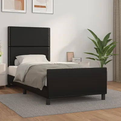 Obrázok produktu pre Maison Exclusive – posteľ s čelom, čierna, 100 x 200 cm, umelá koža