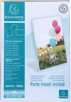 Produktbild von Exacompta 84058D, Schilderhalter, A4, Polymethylmethacrylat (PMMA), Transparent, Senkrecht, 210 mm