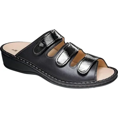 Produktbild von Bequeme Pantolette Finn Comfort Pisa, Damen, Schwarz, Leder, NEU - Damenschuhe Pantolette / Zehentrenner, Schwarz