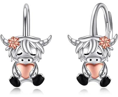 Produktbild von 925 Sterling Silber Ohrringe mit Einhorn, Faultier, Axolotl und Hochlandkuh Motiv, Leverback, für Damen und Mädchen