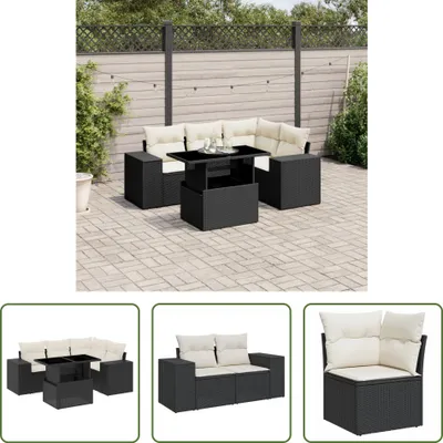 Produktbild von The Living Store 5-tlg. Garten-Sofagarnitur mit Kissen Schwarz Poly Rattan